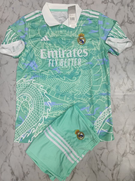 Real Madrid light green dragon set football jersey Venu