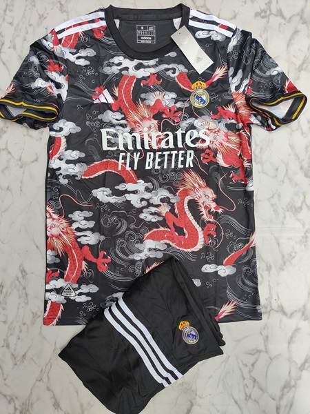 Real madrid black & red dragon set football jersey Venu