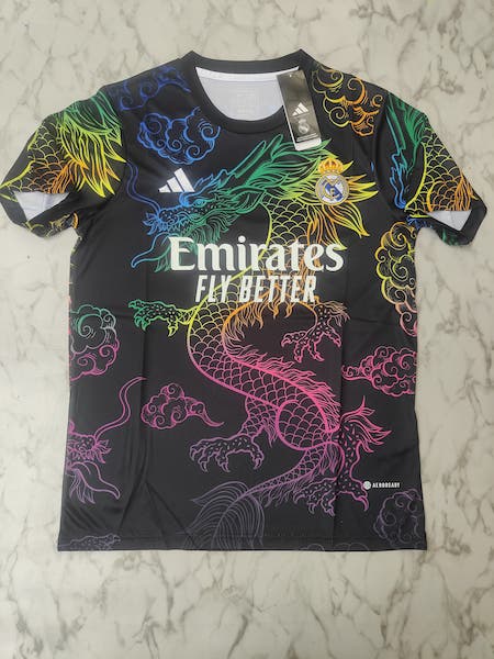 Real Madrid black dragon mutli-color master football jersey Venu