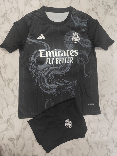 Real Madrid black small dragon set football jersey Venu