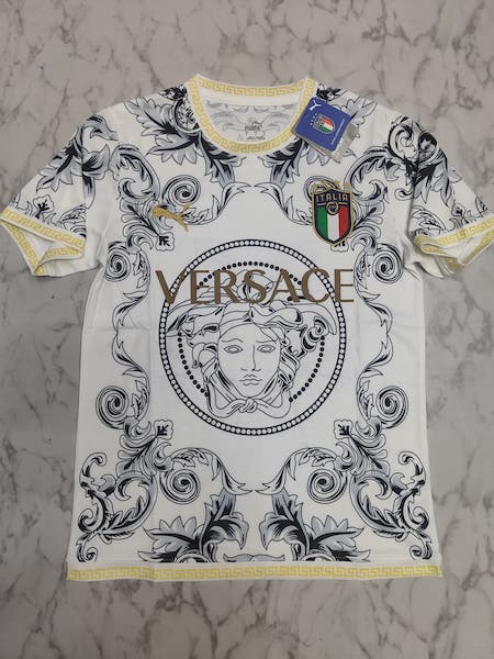 Italy white versace master football jersey Venu