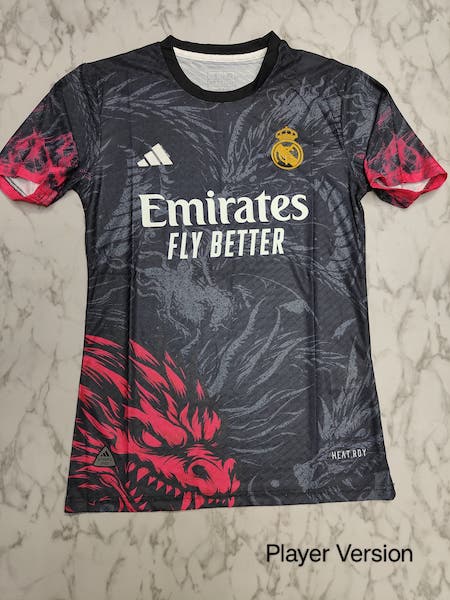 Real Madrid black & red dragon player football jersey Venu